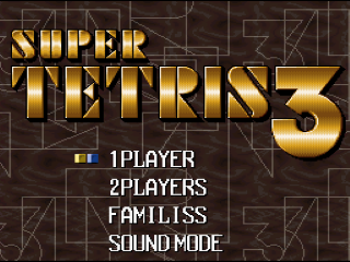 Super Tetris 3 title screen for Super Famicom